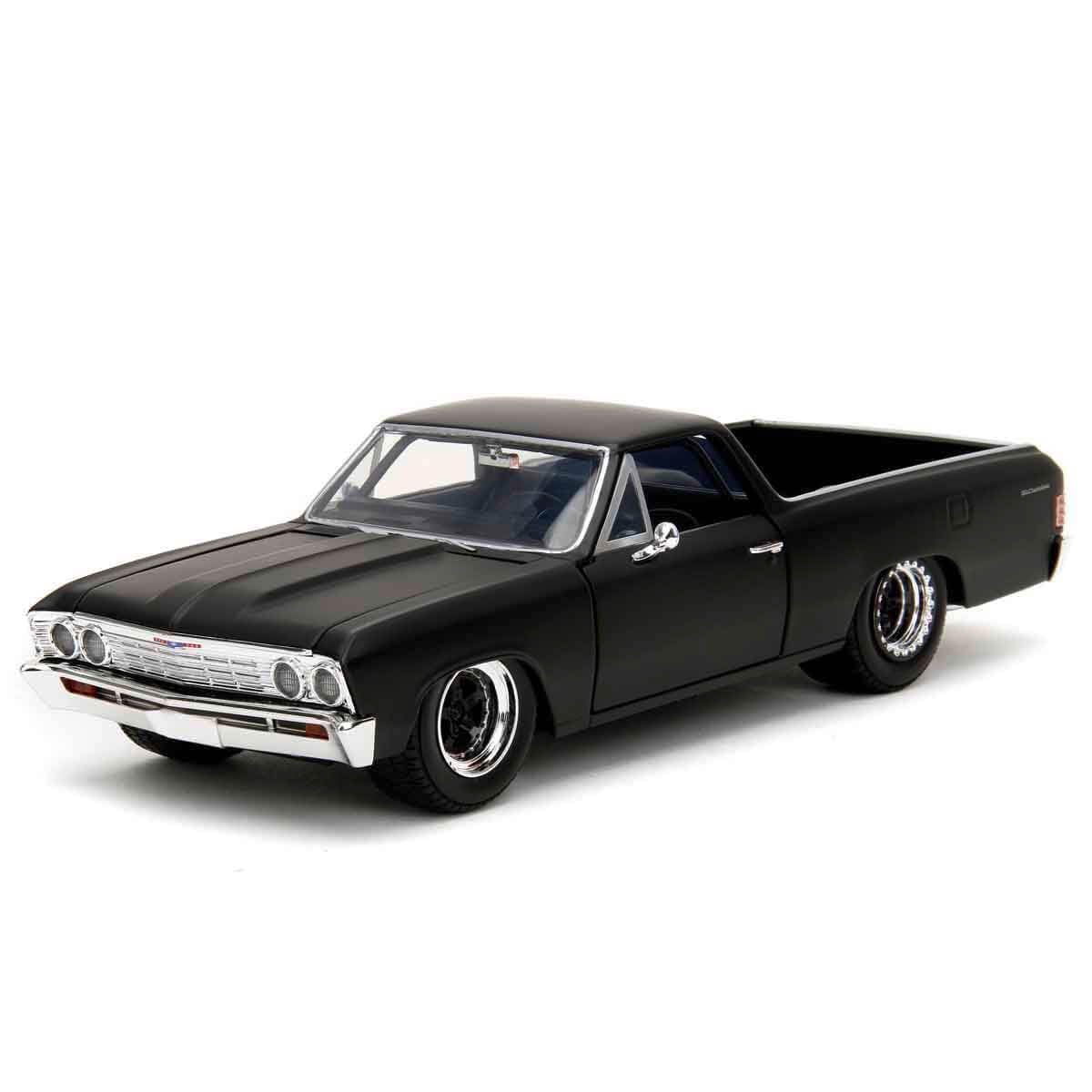 Jada Toys Fast and Furious Car EL Camino (1:24, black) - Chevrolet EL Camino 1967 from Fast & Furious 10 movie, Die Cast Car for ages 8 and up with opening parts, 19cm