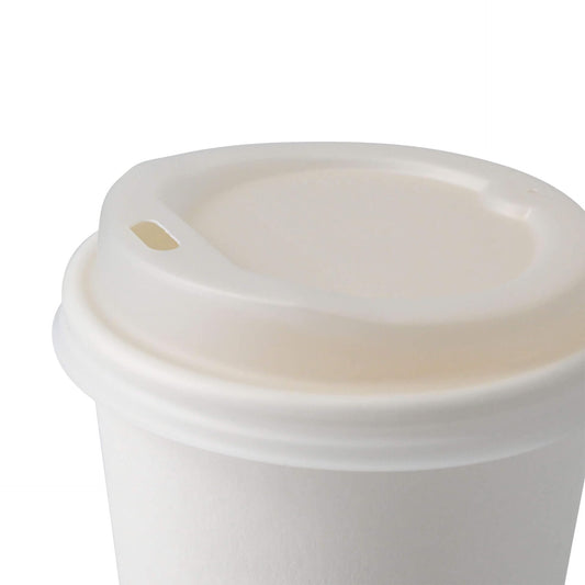 BIOZOYG Coffee To Go lid for cups Ø 80mm I 1000 lids for paper cups made of CPLA bioplastic 100% biodegradable, compostable, recyclable I Flat white lid with drinking hole