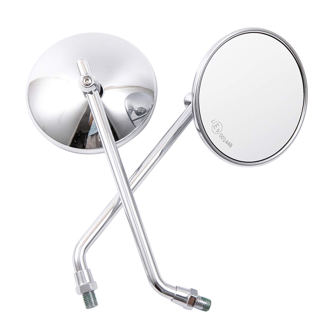 Motorcycle Rearview Mirror Round Universal CNC Aluminum Side Mirror for Motorcycle Bike Cafe Racer Chopper Bobber (Silver)