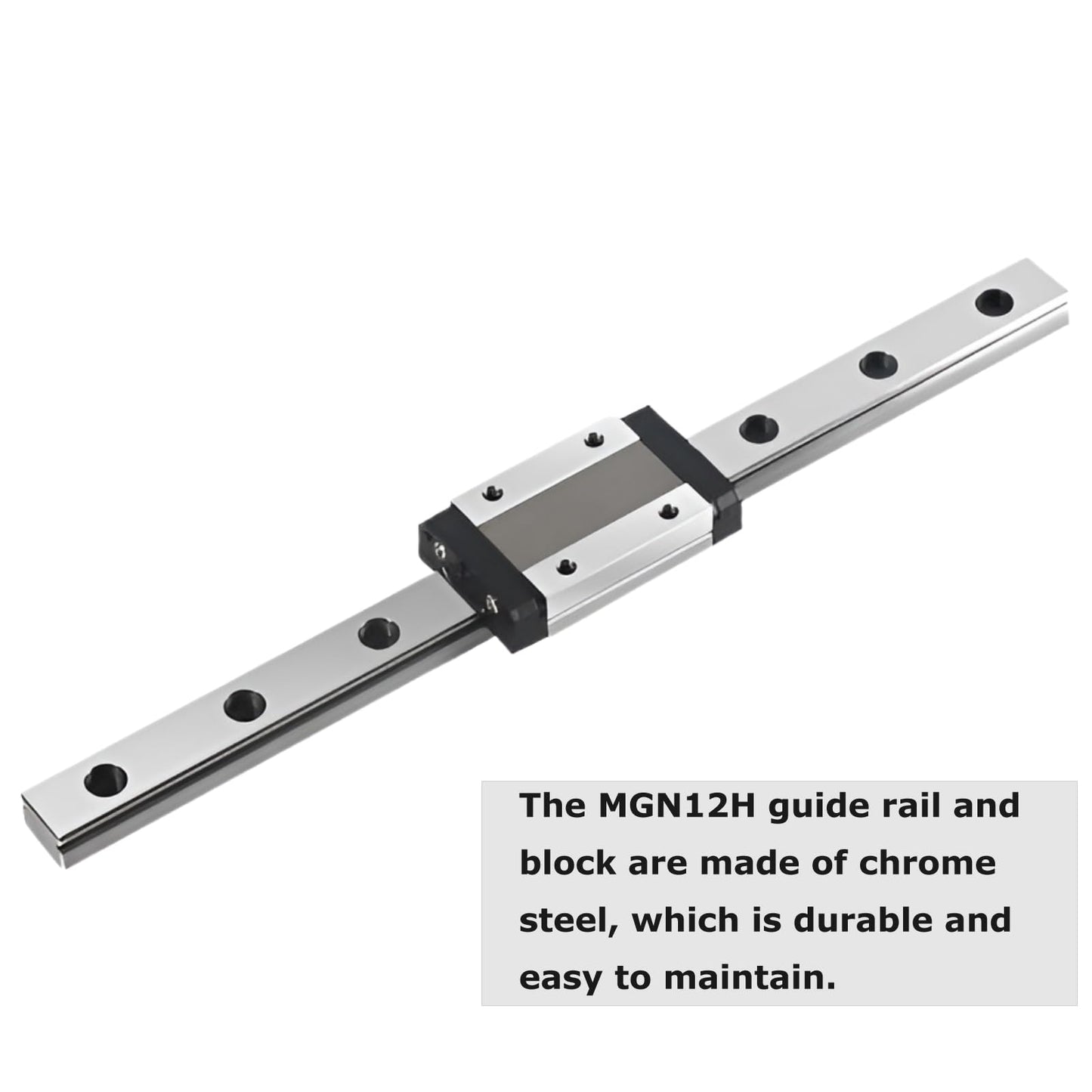 KGTCN MGN12 600mm length miniature bearing steel linear guide rail with 1 piece MGN12H linear slide block, for 3D printer X Y Z axis and CNC machine.