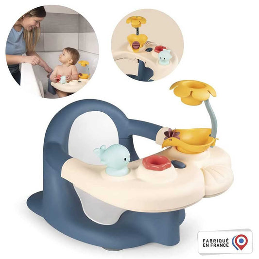 Smoby Toys - Little Smoby Baby Bath Seat from 6 months - Bath seat with play table including bath toys - Seat support for babies & toddlers with suction cups.