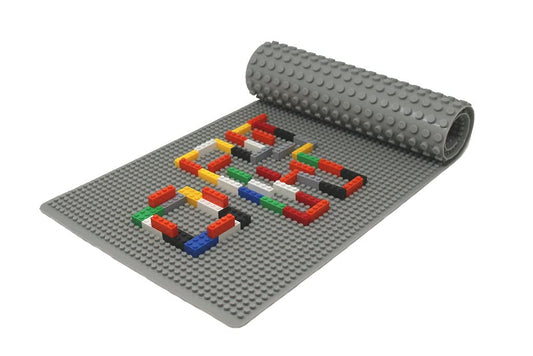Beslo High Quality Silicone Building Block Mat I Double-sided Baseplate Large I Rollable, Waterproof Baseplate Compatible with Lego Duplo I Flexible Plate BPA-free, 30.5 x 80.5 cm Gray