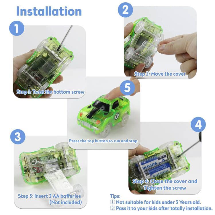 Toys for 3 years old. Race track for kids with 240 pieces. Glow tracks for cars. Great gift for girls and boys aged 3-6.