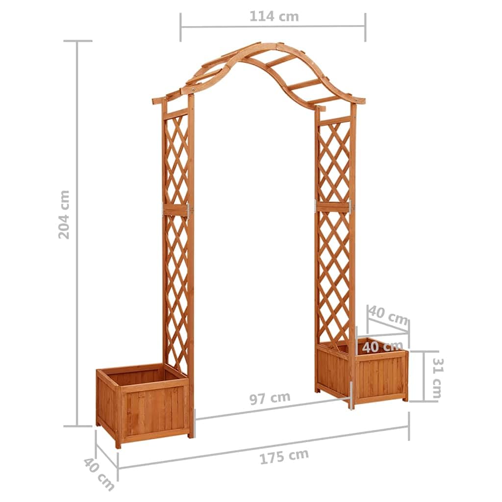 vidaXL Solid Fir Wood Garden Pergola with Planter Flower Arch Arbor Trellis Plant Stand Planter Box Flower Pot.