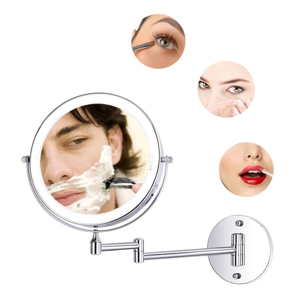 Loywe Illuminated Makeup Mirror 10x with LED Lighting Wall Mount Touchscreen for Bathroom, Beauty Studio, Spa, and Hotel EU Plug, LW70