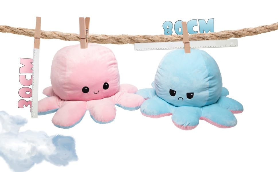 KUNSTIFY Giant Octopus Plush Toy, Mood Plush with Kraken Design, 80cm.