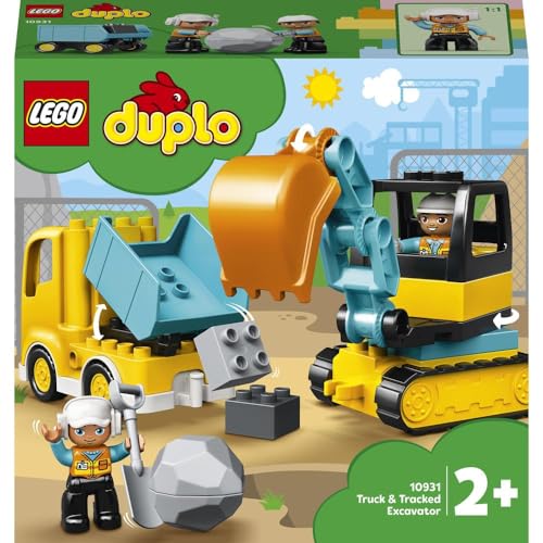 LEGO 10969 DUPLO Town Fire Truck Toy, educational toy for toddlers aged 2+ & 10931 DUPLO Excavator and Truck Toy with construction vehicles