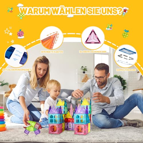 Tiagowell 3D Magnetic Building Blocks 120 Pieces, STEM Magnetic Toy for Kids, Magnetic Blocks Construction Toy Preschool Educational Toy for 3 4 5 6 7 8 Year Old Boys and Girls