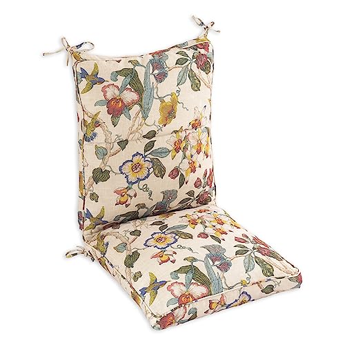 Makimoo outdoor dining chair cushions, comfort patio seat cushions, 110 x 52.5 x 11.5 cm, single frame and zipper (Khaki Blossom Essence, 4)