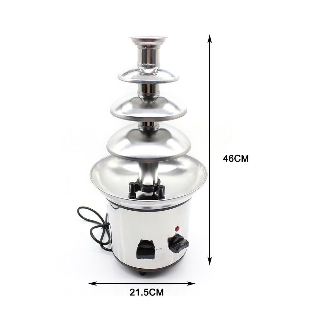 4-tier chocolate fountain 170 watt chocolate fountain Maximum capacity of 1kg chocolate Stainless steel with warming function