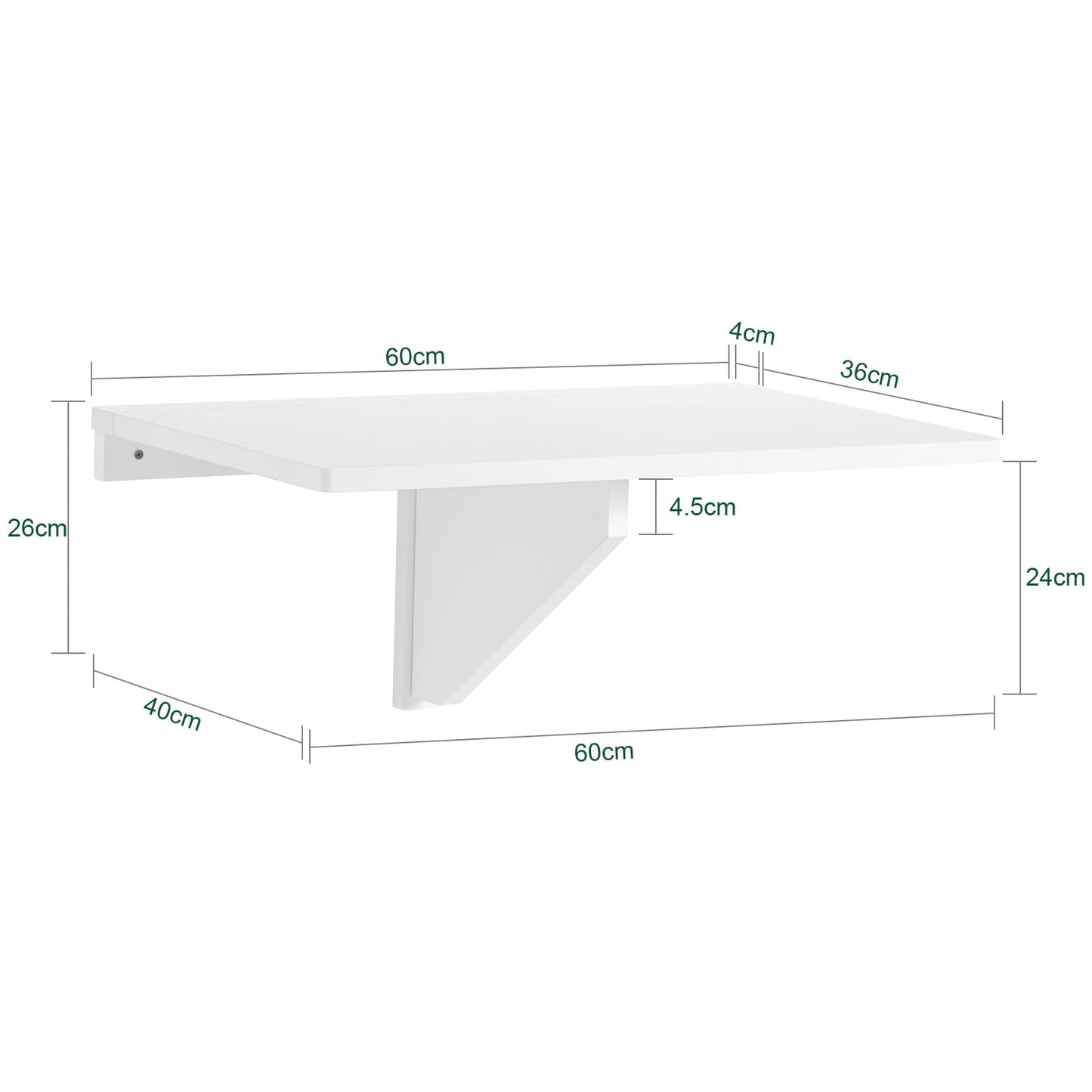 SoBuy Wall-mounted Folding Table Foldable Dining Table Compact Kitchen Table Space-saving Design Fold-down Table for Small Spaces Mounted Table 60x40cm White FWT03-W