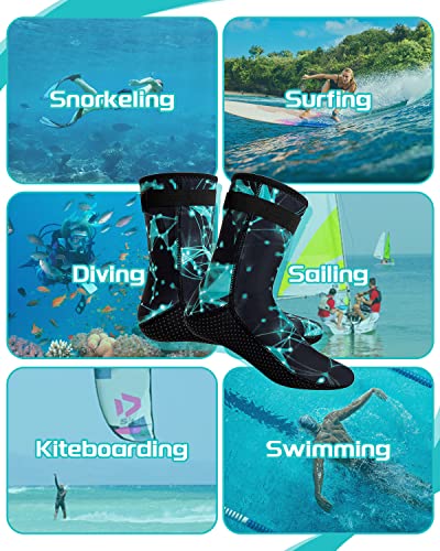 Summshall 3mm neoprene socks for men and women, keep warm neoprene socks with anti-slip sole. Durable neoprene socks ideal for water sports.
