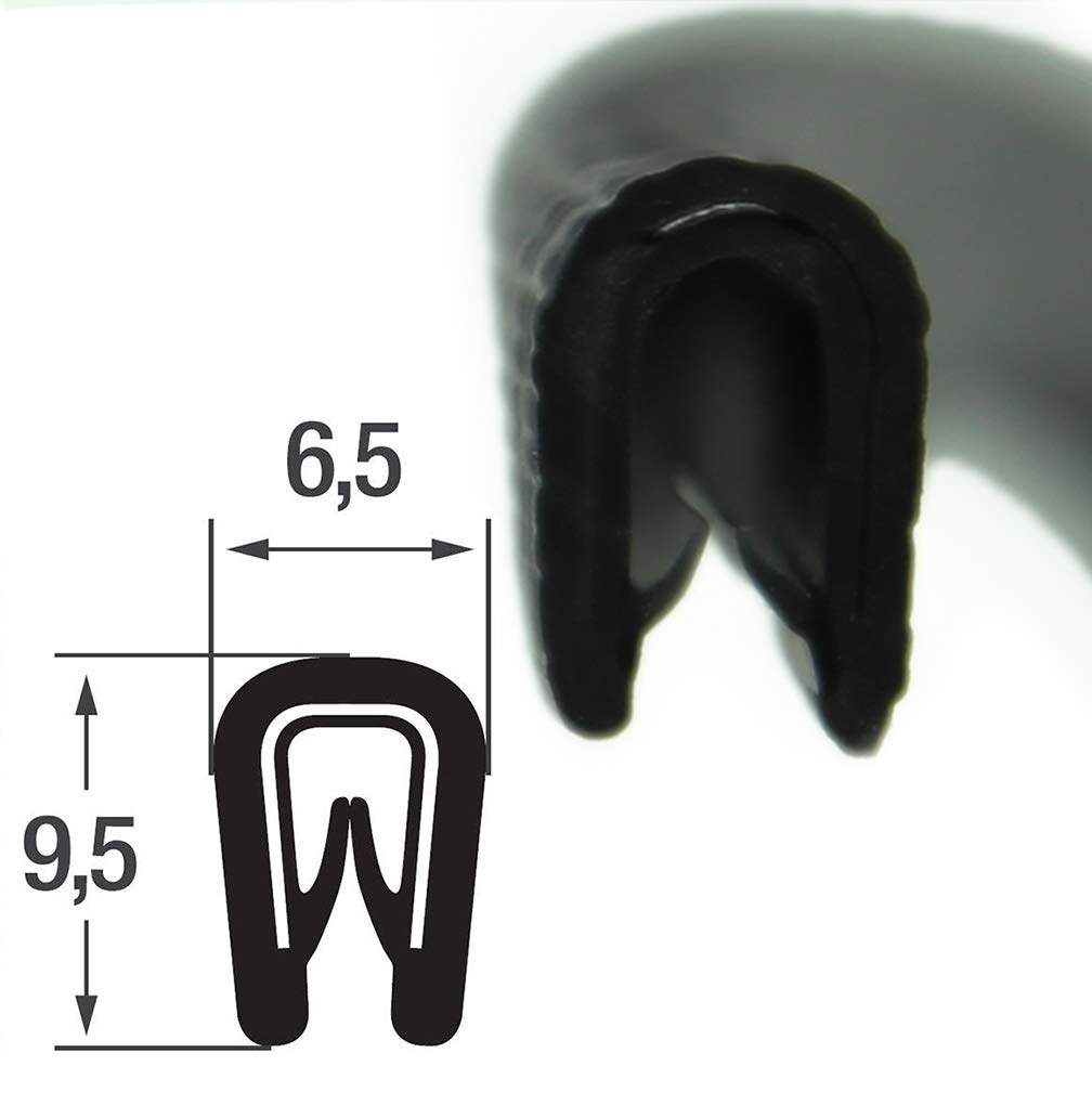SMI edge protection profile KS1-2S-M for 1-2mm PVC with steel reinforcement Black self-clamping without adhesive - Edge protection, bead profile, edge profile, edge protection strip for car doors, sheets (20 m)