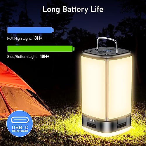 Blukar LED Camping Lantern, Super Bright 116 LEDs Camping Lantern with 7 Light Modes, USB C Rechargeable 10+ Hrs Operating Time, Multifunctional Emergency Light Tent Lamp for Camping, Hiking-Black