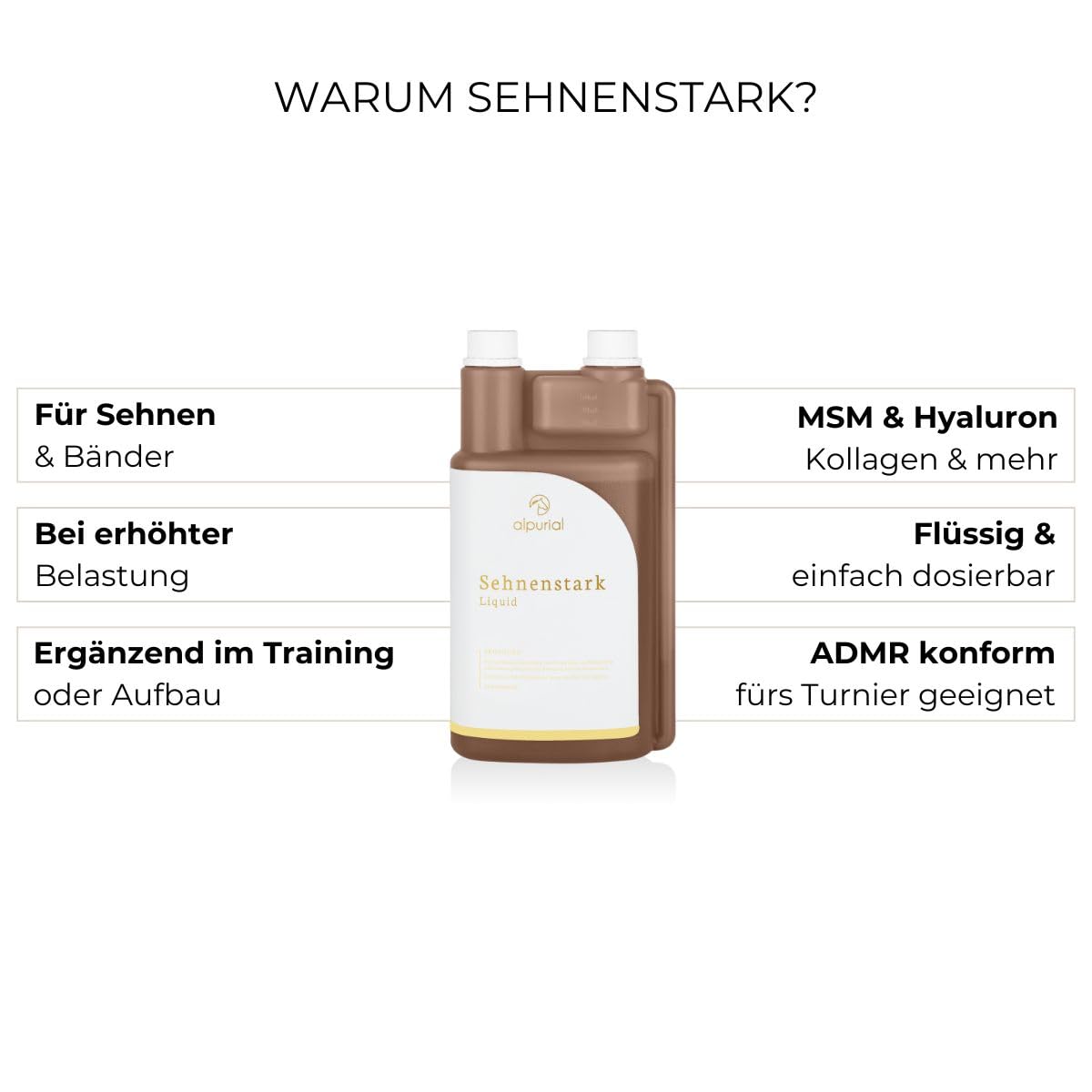 Alpurial Tendon Strong - Supplementary feed for horses - for high strain on tendons & ligaments - with MSM, Hyaluronic acid & Collagen - developed by veterinarians