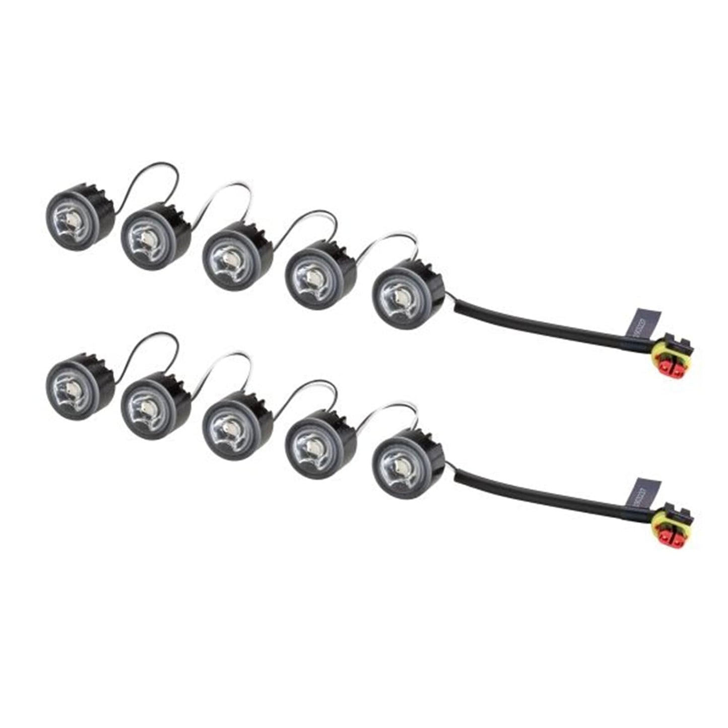 HELLA 2PT 010 458-701 LED daytime running light set - LEDayFlex - 12/24V - round - installation - light disc color: clear glass - cable: 120mm - vehicle front - set