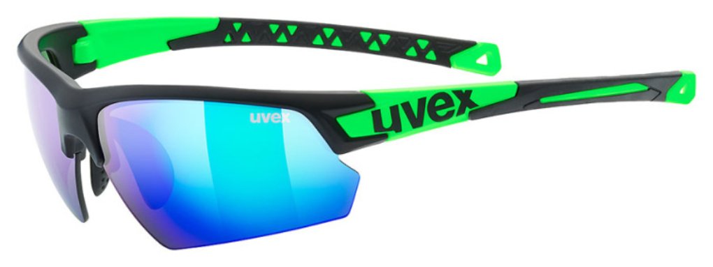 uvex sportstyle 224 - sports glasses for men and women - strong protection from sunlight - pressure-free fit & perfect grip - black matte green/green - one size