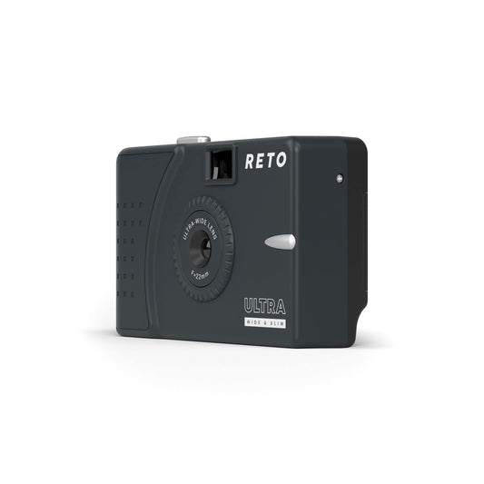 RETO Ultra Wide and Slim 35mm Reusable Daylight Film Camera - 22mm Wide Angle Lens, Focus-Free, Lightweight, Easy to Use (Dark Gray)