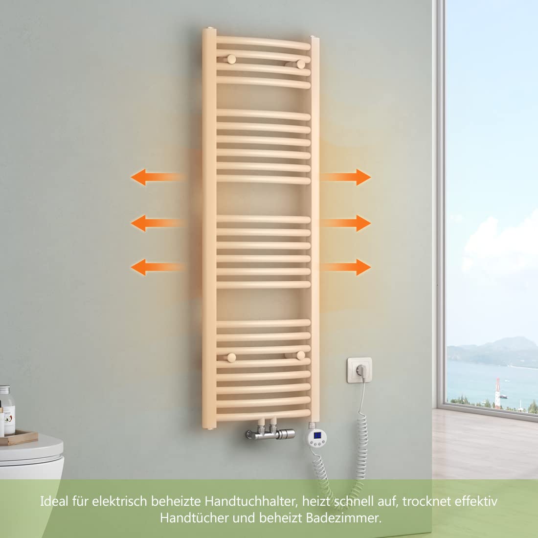 S'AFIELINA Heating Element with Thermostat for Bathroom Towel Warmer 300 watts European Plug White