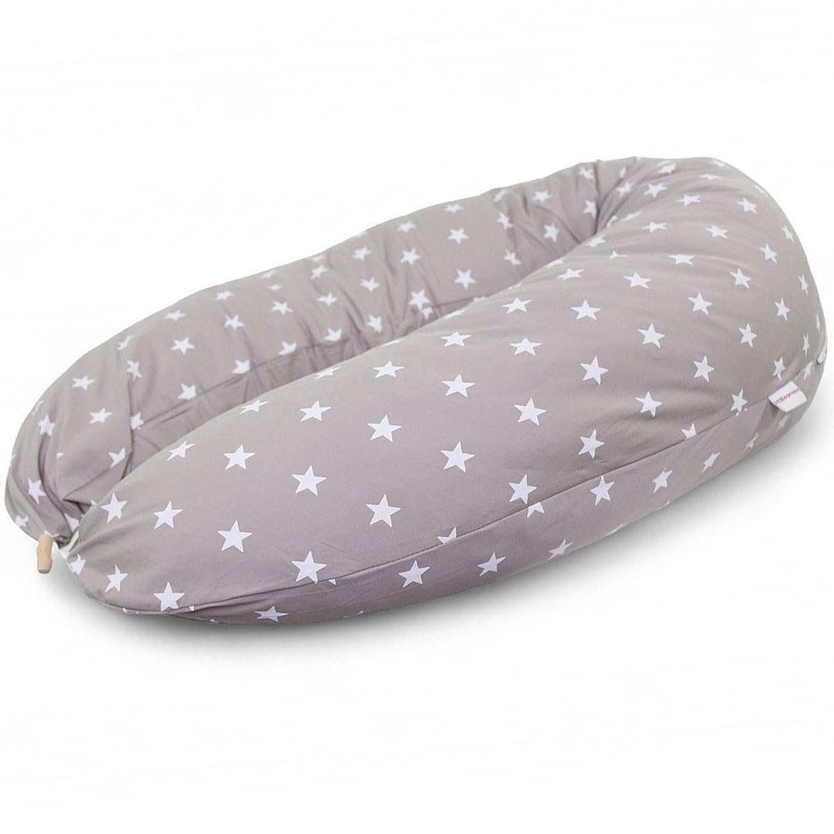 HOBEA-Germany nursing pillow 190 cm x 76 cm XXL support pillow pregnancy pillow for baby and adults side sleeper pillow nursing pillow with cover made of organic cotton, grey with white stars