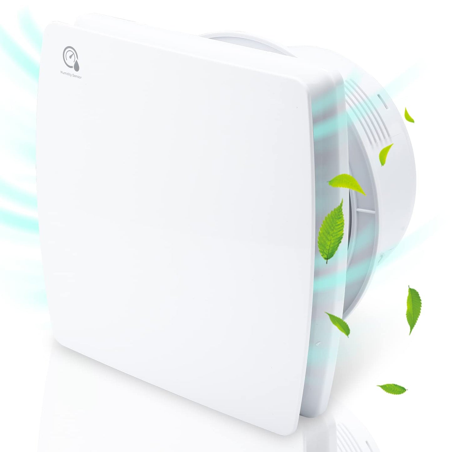 Ikodom bathroom fan 100mm with humidity sensor and backdraft damper timer, ceiling and wall mounted exhaust fan for kitchen, attic and basement, quiet, white.