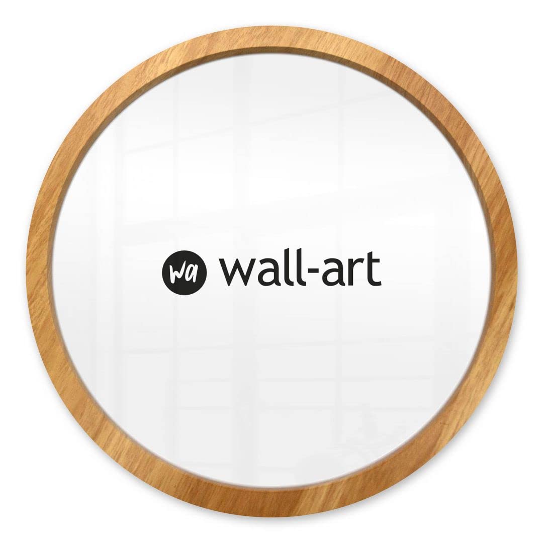K&L Wall Art Round Wooden Picture Frame Natural for 30cm Ø Posters MDF Wood Frame Modern Living Room Hallway Round Wood Look