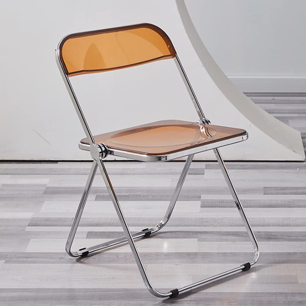 Willonin Transparent Folding Chair for Banquet Conference Party - Strong Sturdy Metal Frame Acrylic Balcony Sunbathing Durable And Lightweight (Yellow)