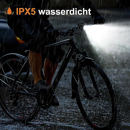 Antimi bicycle light set, StVZO-approved lighting set LED IPX5 front light + rear light bike light set USB Type C.