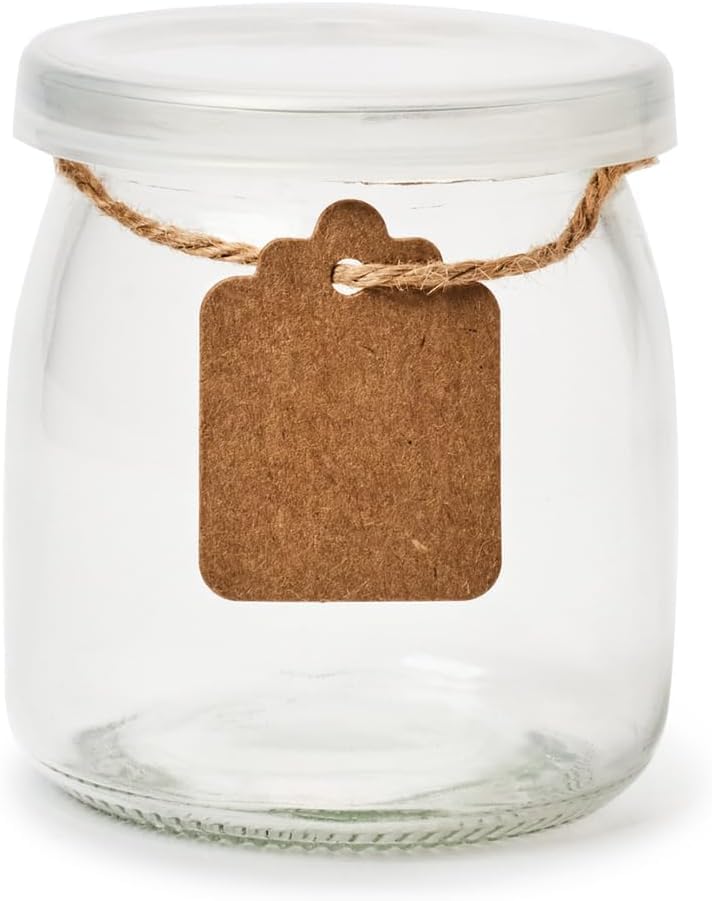 EZOWARE 40 Pack 150ml Spice Jars with Cork Lids, Pudding Jars, Yogurt Jars, Glass Containers with Labels and String for Yogurt, Pudding, Wedding Gifts.