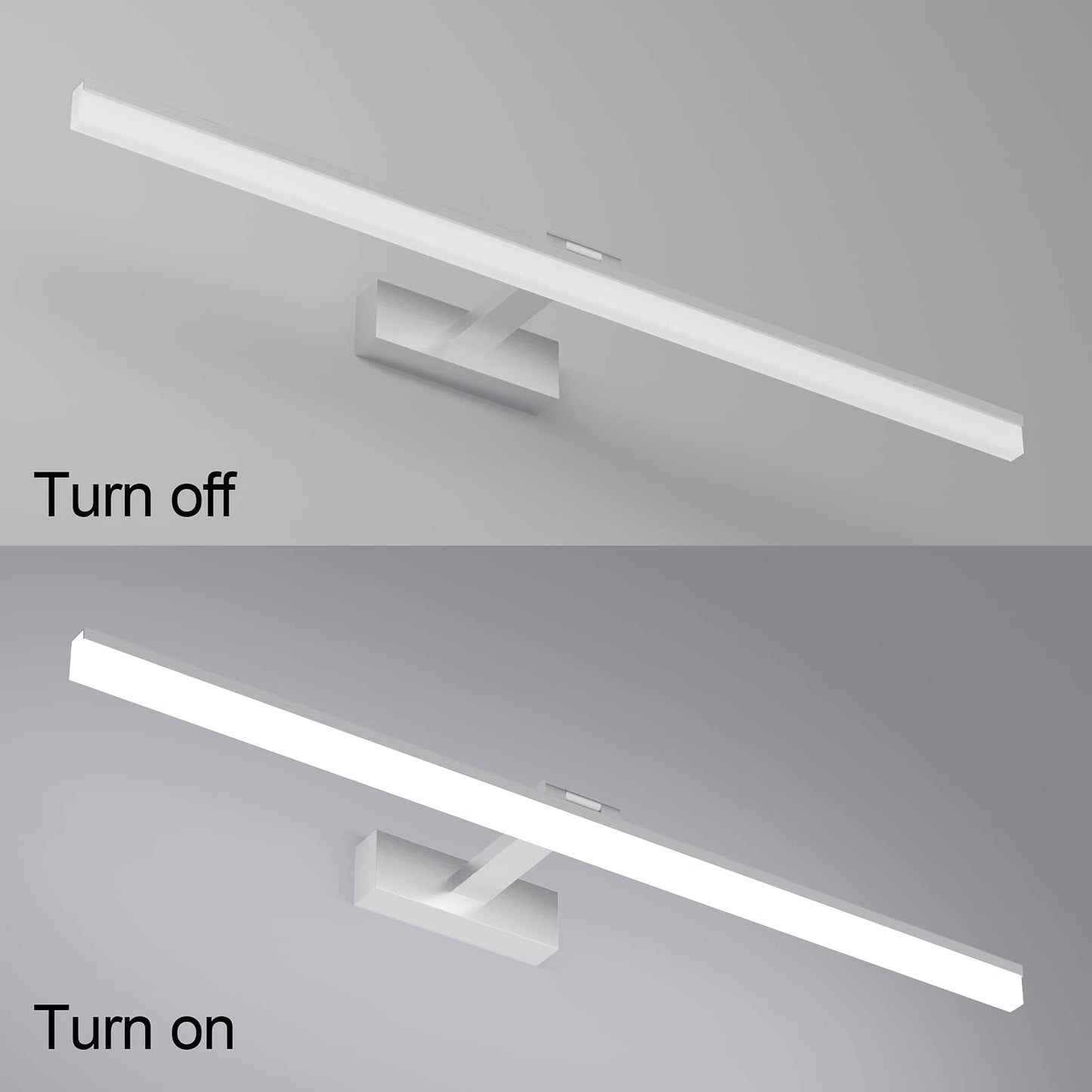 Klighten LED mirror light bathroom 24W 1170LM Cool White 6000K, 180° rotation, IP44 waterproof mirror lamp, non-dimmable bathroom light wall lighting 80CM (Silver)