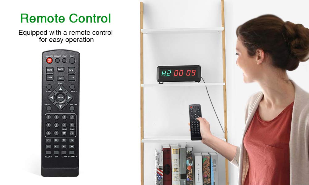 Fitness Timer 1.5 inch digital display interval timer multifunctional workout gym timer wall clock with IR remote control for Crossfit, Tabata, EMOM, MMA.