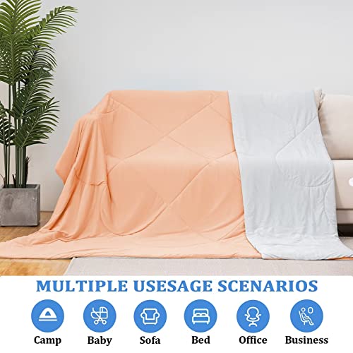 HOMFINE Cooling Blanket Double-sided Cooling Blanket - Lightweight Cooling Blanket for Humans Q-Max > 0.4 Summer Blanket Cooling Self-cooling Blanket Summer Blanket Cooling Blanket for Bed, Orange, 130 x 180 cm