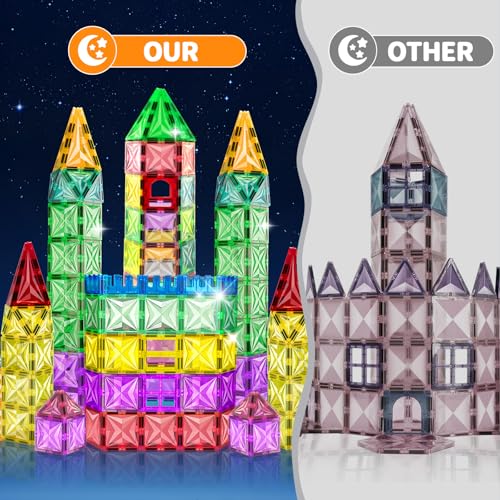 Tiagowell 3D Magnetic Building Blocks 120 Pieces, STEM Magnetic Toy for Kids, Magnetic Blocks Construction Toy Preschool Educational Toy for 3 4 5 6 7 8 Year Old Boys and Girls