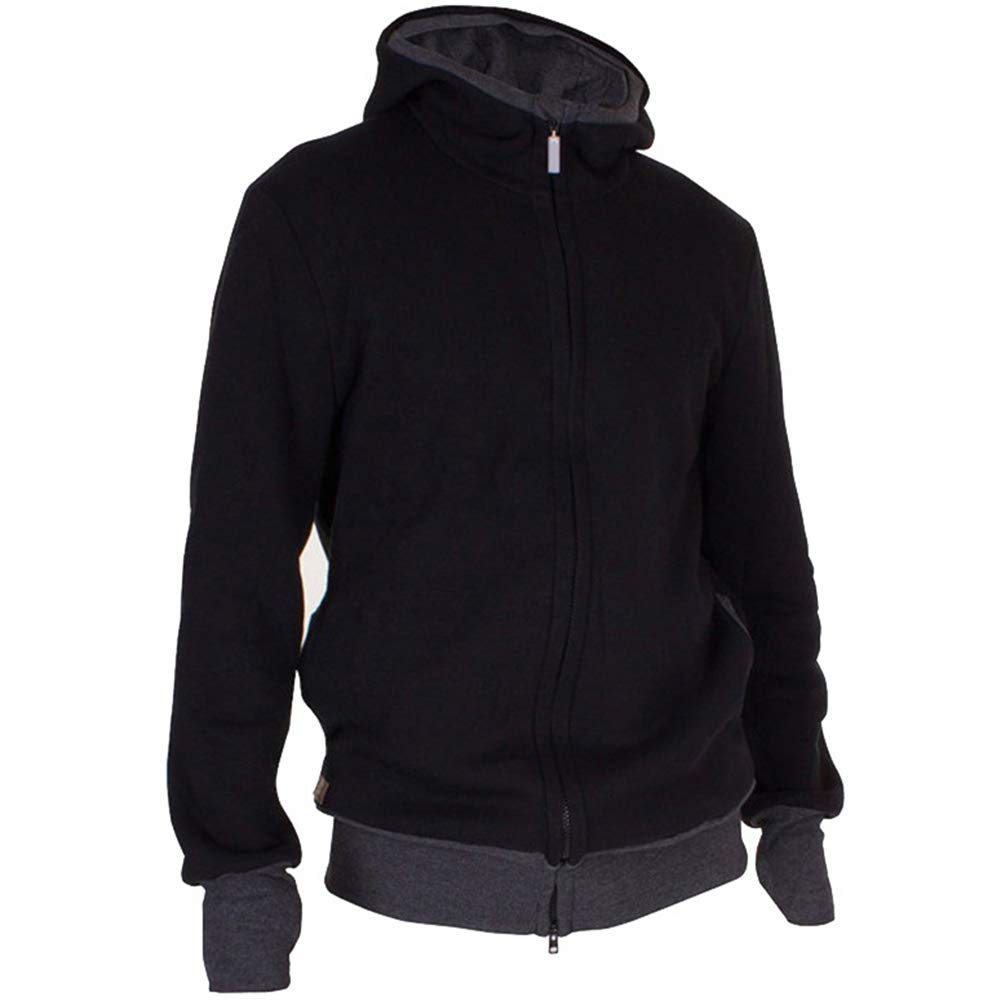 Amropi Kangaroo Hoodie Baby Carrier Men's Pullover Winter Warm Baby Carrier Coat Black, L