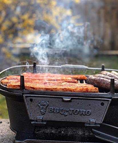 BBQ-Toro Cast Iron Grill Pot with Grill Grate | 50 x 25 x 23 cm | Hibachi Style Charcoal Camping Grill | Charcoal Camping Grill, Cast Iron Fire Pot, BBQ Grill, Dutch Oven Station, Camping Accessories