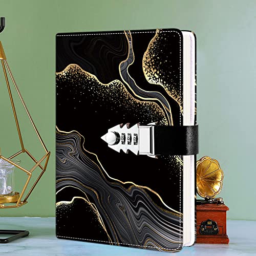 ZXHQ Diary with lock for girls and women, secret lock diary with, refillable faux leather notebook, size A5 (21 x 15 cm)