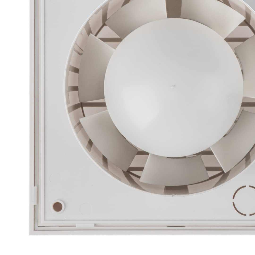 EUROPLAST Ø 125mm white bathroom fan with front cover, quiet operation, switch activation for light.
