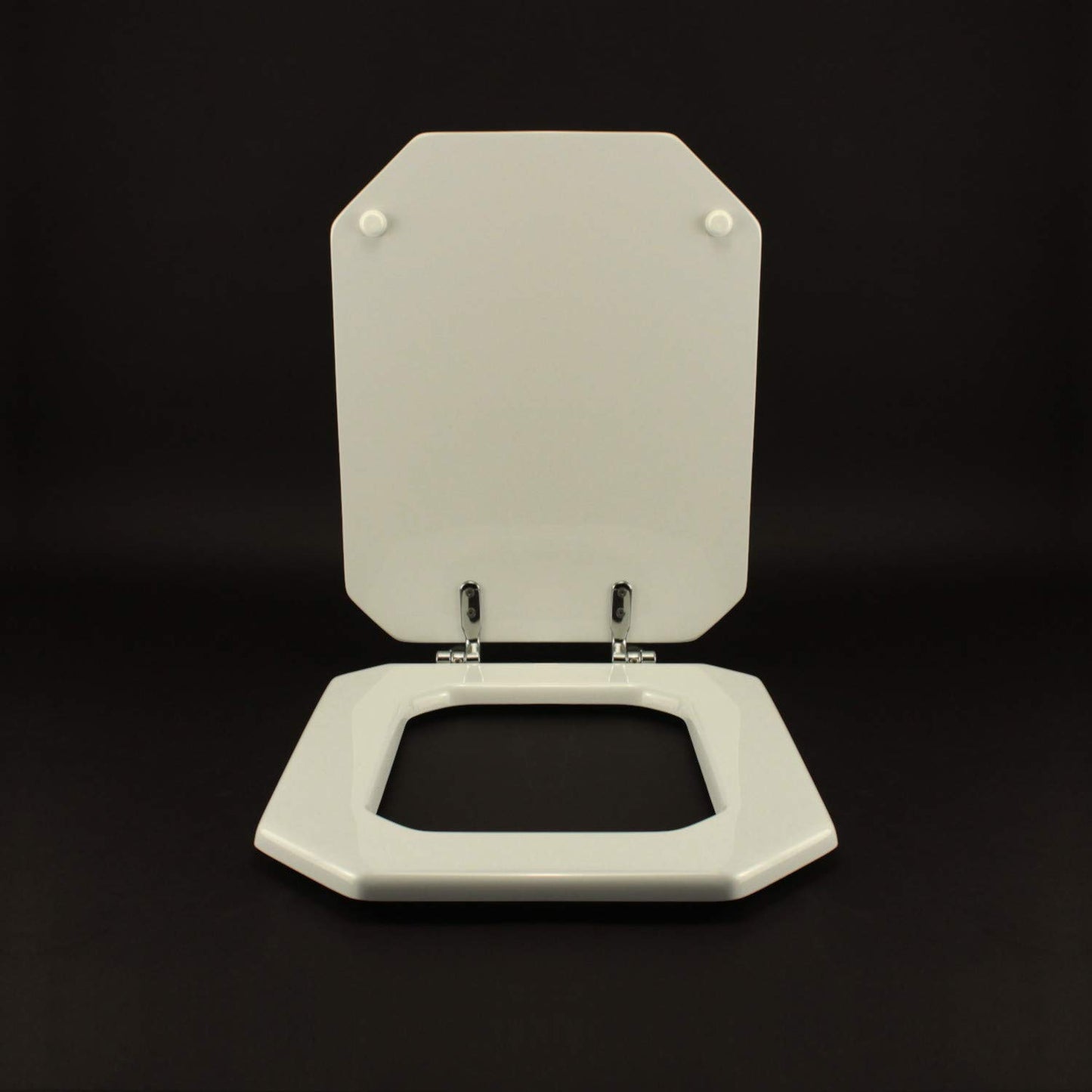 ACB/COLBAM wooden toilet seat with polyester cover, 1930 octagonal, white, Cromo-Duravit hinge