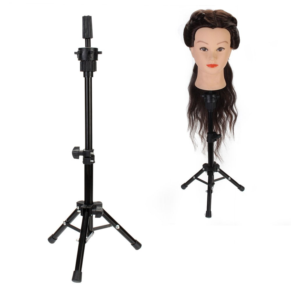 Neverland Wig Stand, Doll Head Stand for Hairdressers Practice Head Stand for Dolls Head Holder Styling Head Mannequin Head with Carry Bag Wig Head Holder Black