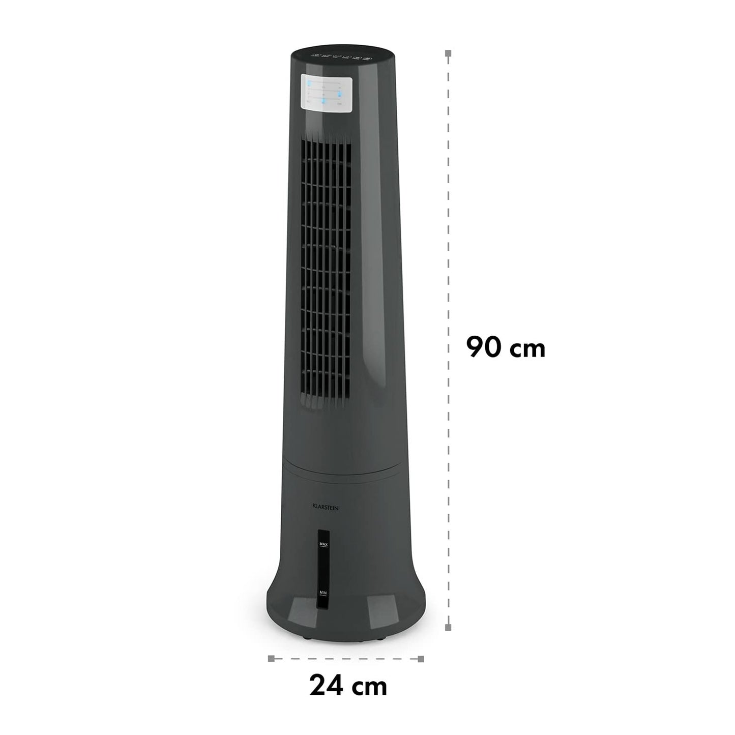 Klarstein portable air conditioner without exhaust hose, 4-in-1 air cooler, quiet fan, humidifier & night mode, mobile air cooler with water cooling, 40 watt, airflow 530m³/h, silver grey.