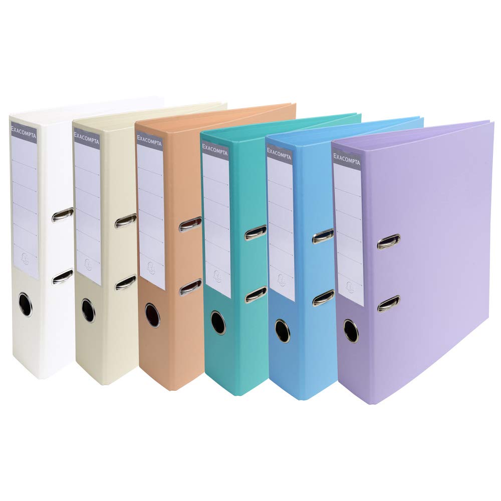 Exacompta 53755E 10-pack Premium PVC Binder Prem'Touch Pastel. 7 cm wide DIN A4 ring binder file folder office folder plastic folder slit folder Pink