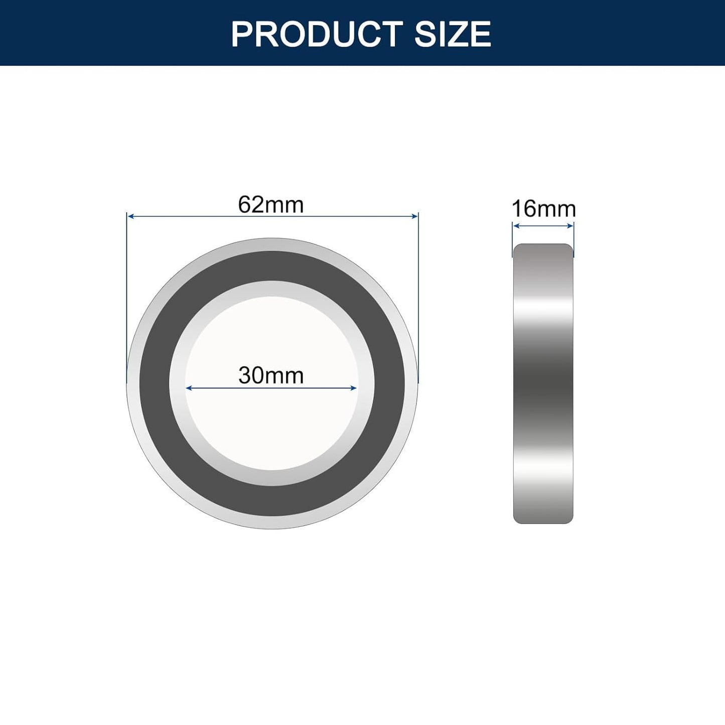 TUZUK 4 Pieces 6206-2RS Ball Bearings Sealed 30x62x16mm Pre-Lubricated/Chrome Steel/Rubber Double Sealed, 6206RS Deep Groove Ball Bearing
