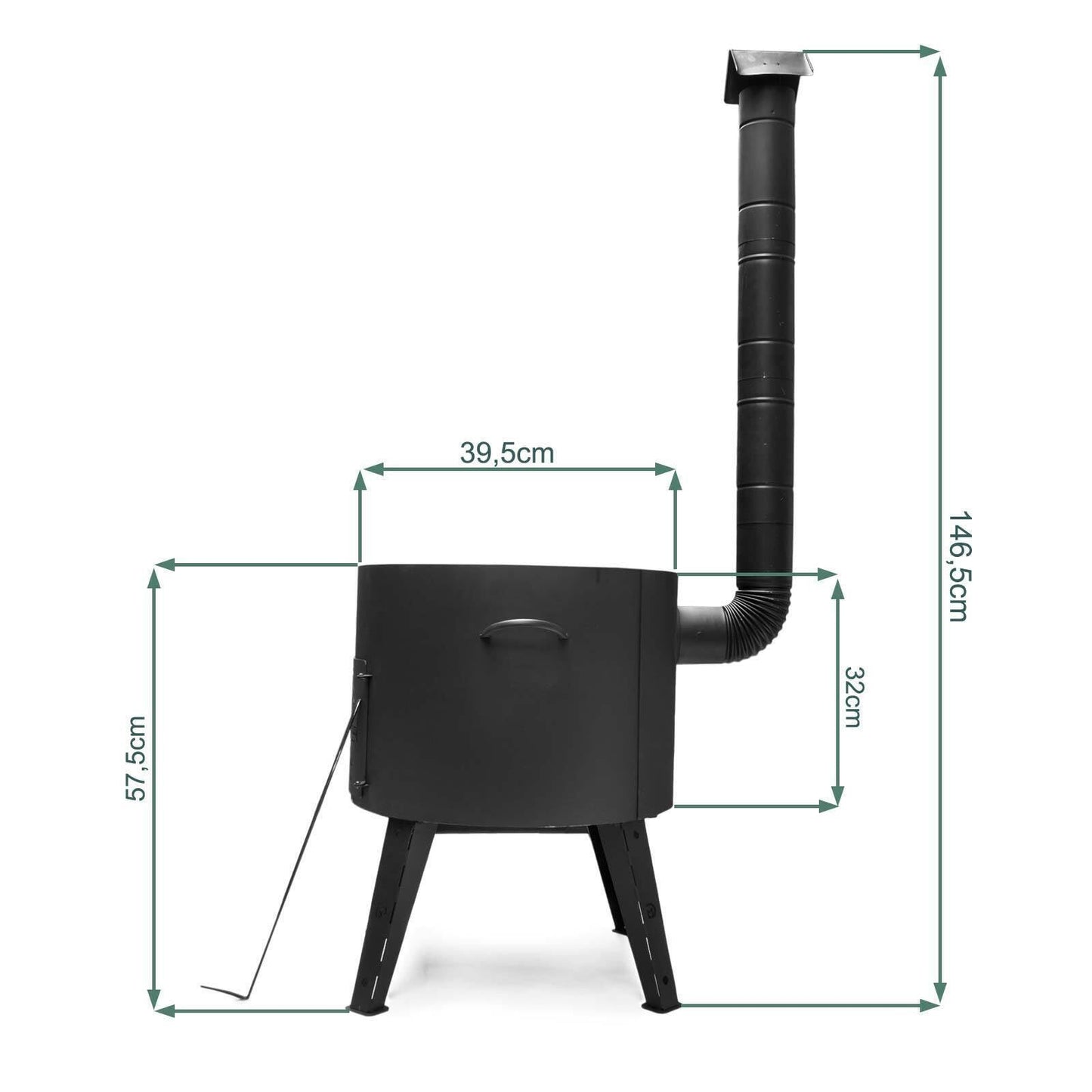 Ø40 Uchag 2mm steel Utschak with draw tube Utschag camping stove 12L cast iron Kazan with cast iron lid Kasan fire pit field kitchen