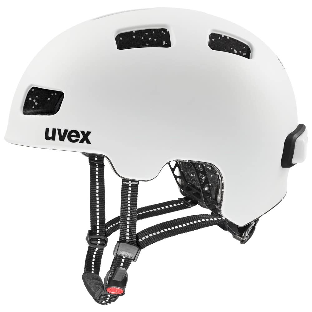 uvex City 4 - Lightweight city helmet for men and women - individual size adjustment - incl. LED light - White Skyfall matte - 58-61 cm