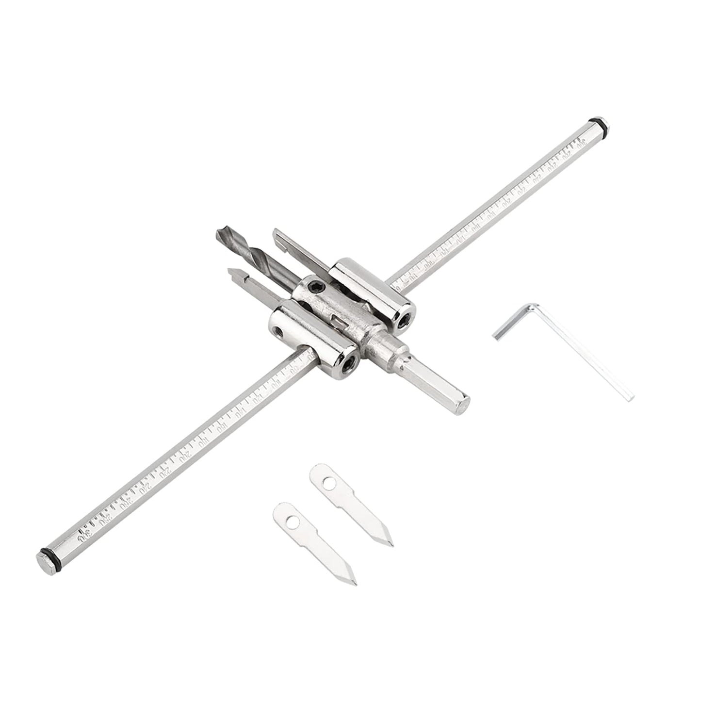 30-300mm Silver Adjustable Hole Saw Drill Set Circle Hole Saw Drill Set DIY Woodworking Hole Drill Tool