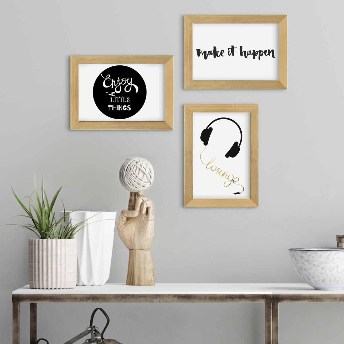 PHOTOLINI Picture Frames 4x6 Gold MDF Wood, 10-piece Poster Frames, shatterproof acrylic glass, for hanging & standing, extra accessories - for photos & posters