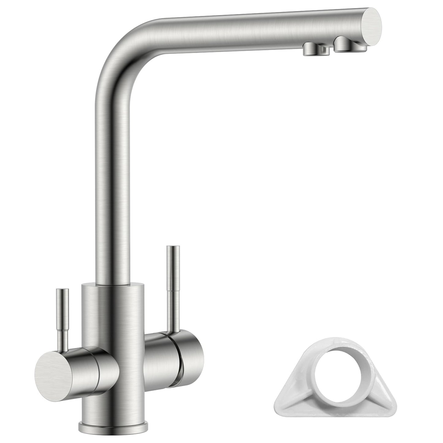 APPASO 3 Way Water Faucet, Kitchen Faucet 3 Way, 3 in 1 Kitchen Mixer Tap for Water Filter, Three Way Tap, Drinking Water Faucet with 2 handles, Stainless Steel Brushed Kitchen Sink Faucet.