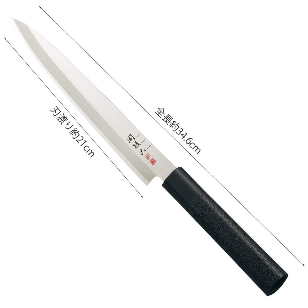 KAI Seki Magoroku Kinju and Hekiju Yanagiba Left-handed 21.0 cm blade length - 8A solid & SUS420J2 steel - 58 & 56 (±1) HRC - handcrafted - Pakkawood & PP plastic handle - fish knife - Made in Japan