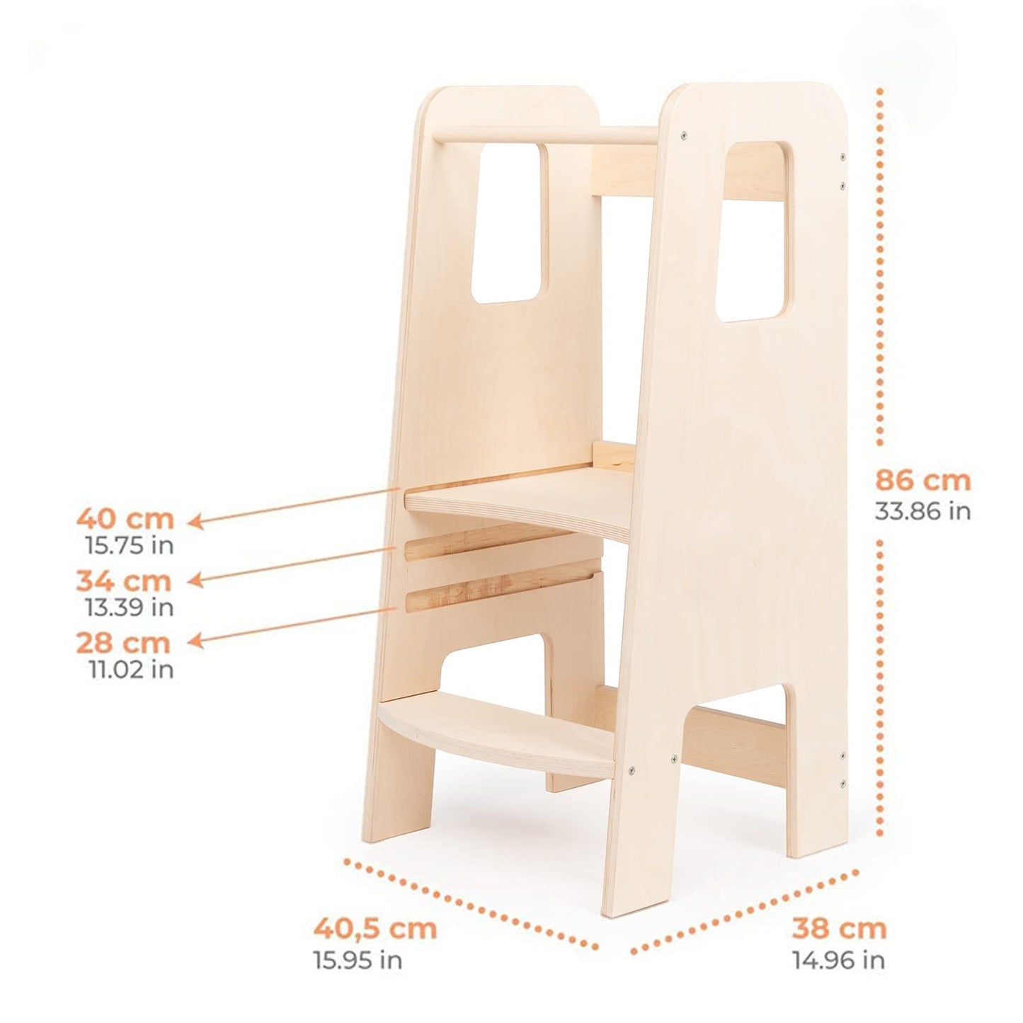 moblì® | Ully Natural Learning Tower | The first learning tower for children from 1 year old made of natural wood | Montessori learning tower with adjustable shelves | Built in Italy according to Montessori principles.