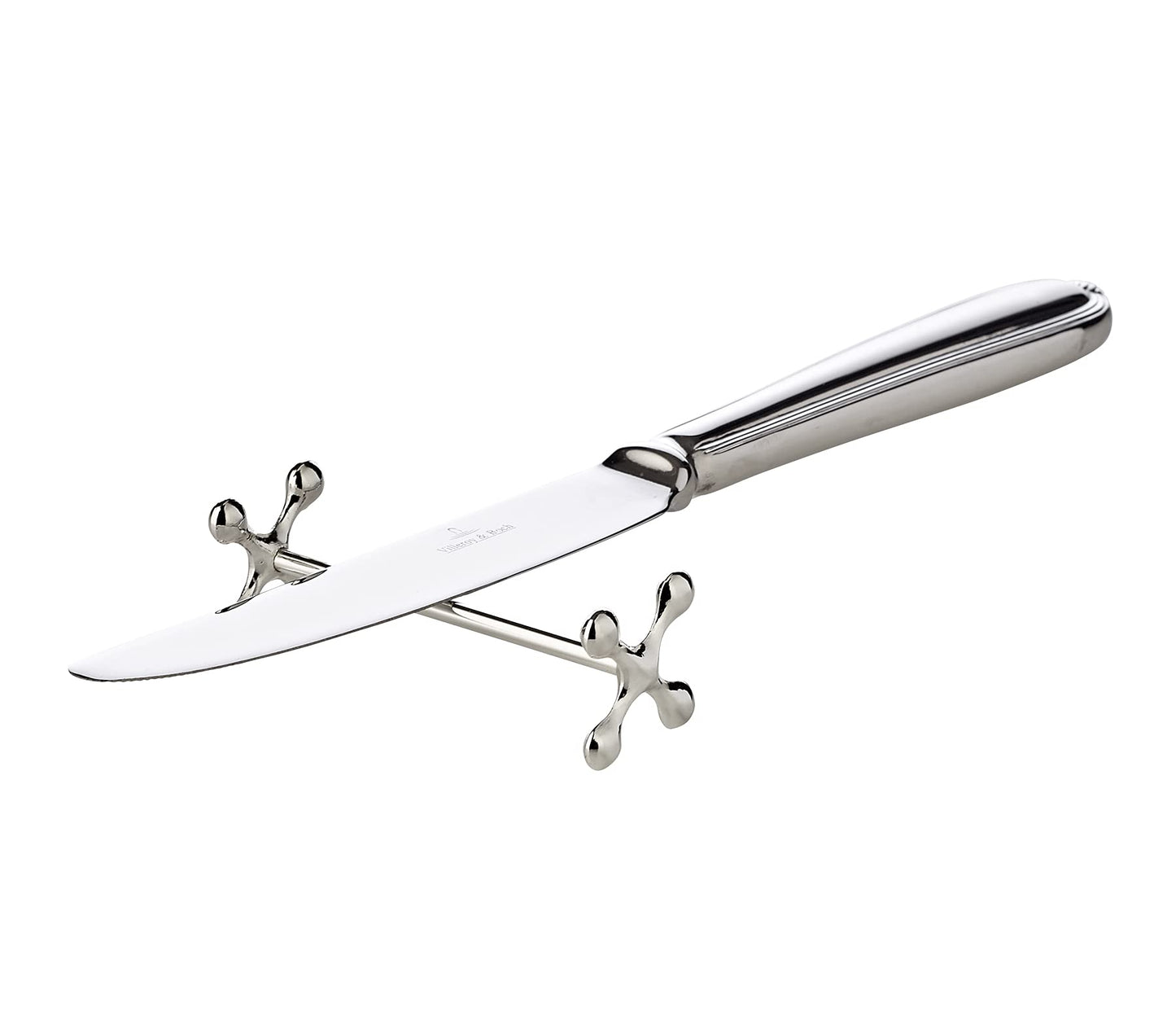 EDZARD 6-piece knife rest set cross (L 7 cm) in silver - holder, storage for cutlery, knives, forks, chopsticks - knife holder for dinner - elegant kitchen decor item for the table